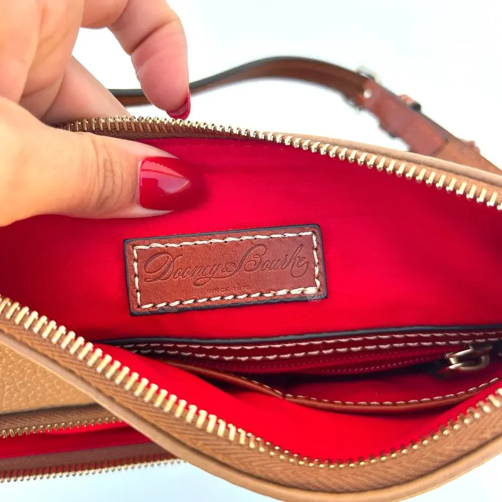 Dooney & Bourke Tan Pebbled Leather Camel Crossbody Shoulder Bag Purse